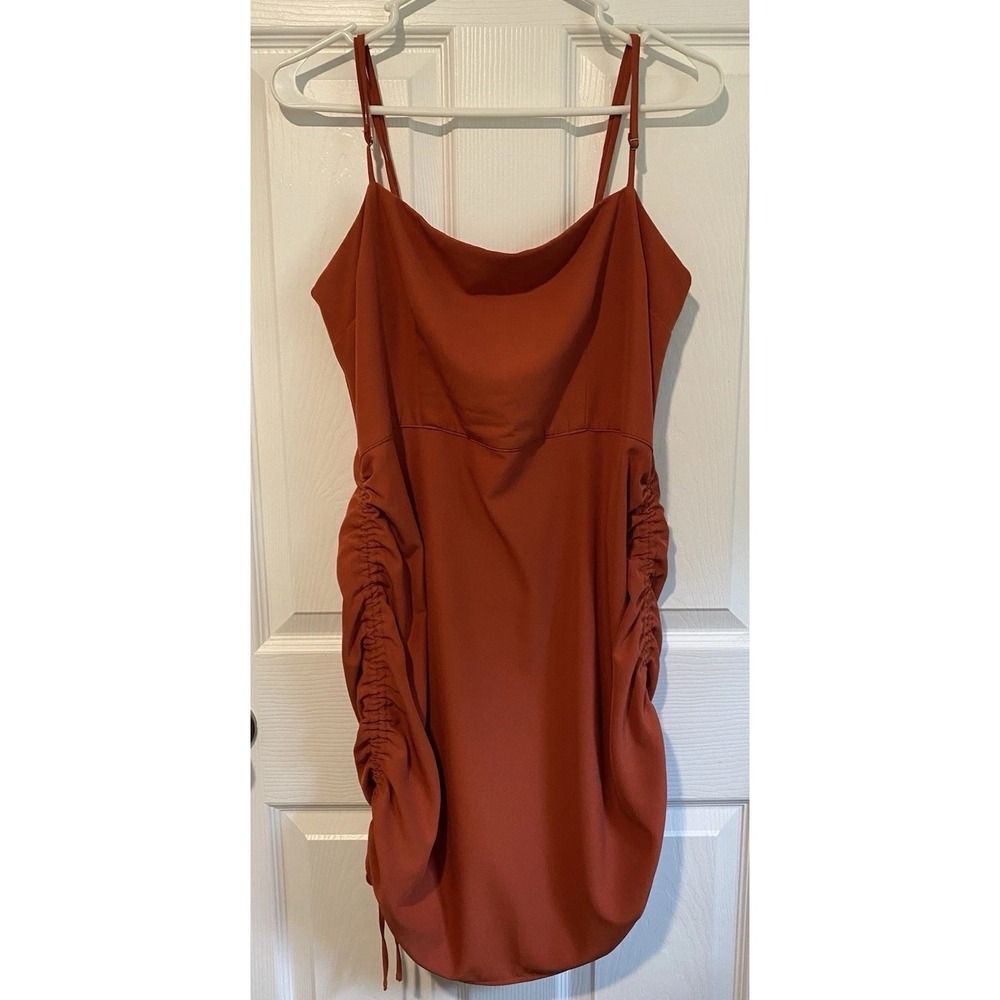 Abercrombie & Fitch Women's Size Large-Tall, Ruched, Side-Cinch, Strappy Dress